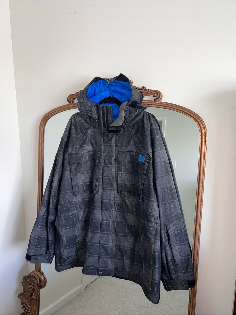 The North Face Hyvent Gray Plaid Men's Snowboard Jacket Waterproof Size XL
